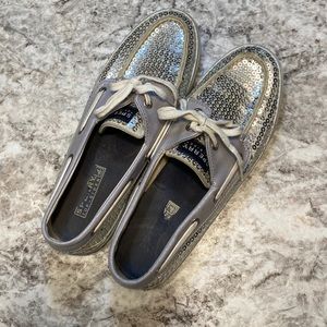 Women’s Sperry Top-sider silver sequins 8M